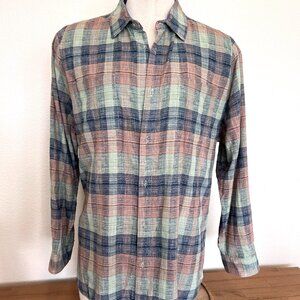 Carbon 2 Cobalt Cotton Long Sleeve Plaid Check Shirt - Size XL